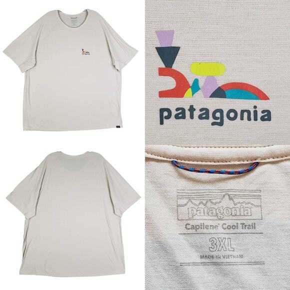 Patagonia Capilene Cool Trail Graphic Tee Shirt Beige Men’s Size 3XL - Picture 1 of 7